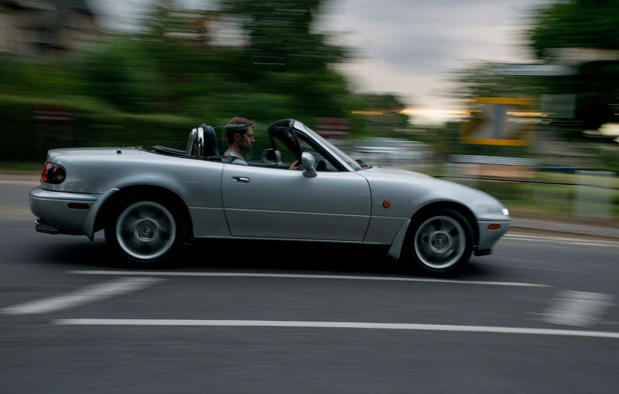 A photograph from a car photography session in Lowestoft, featured is a grey Mazda Eunos MX-5