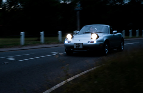 A photograph from a car photography session in Lowestoft, featured is a grey Mazda Eunos MX-5